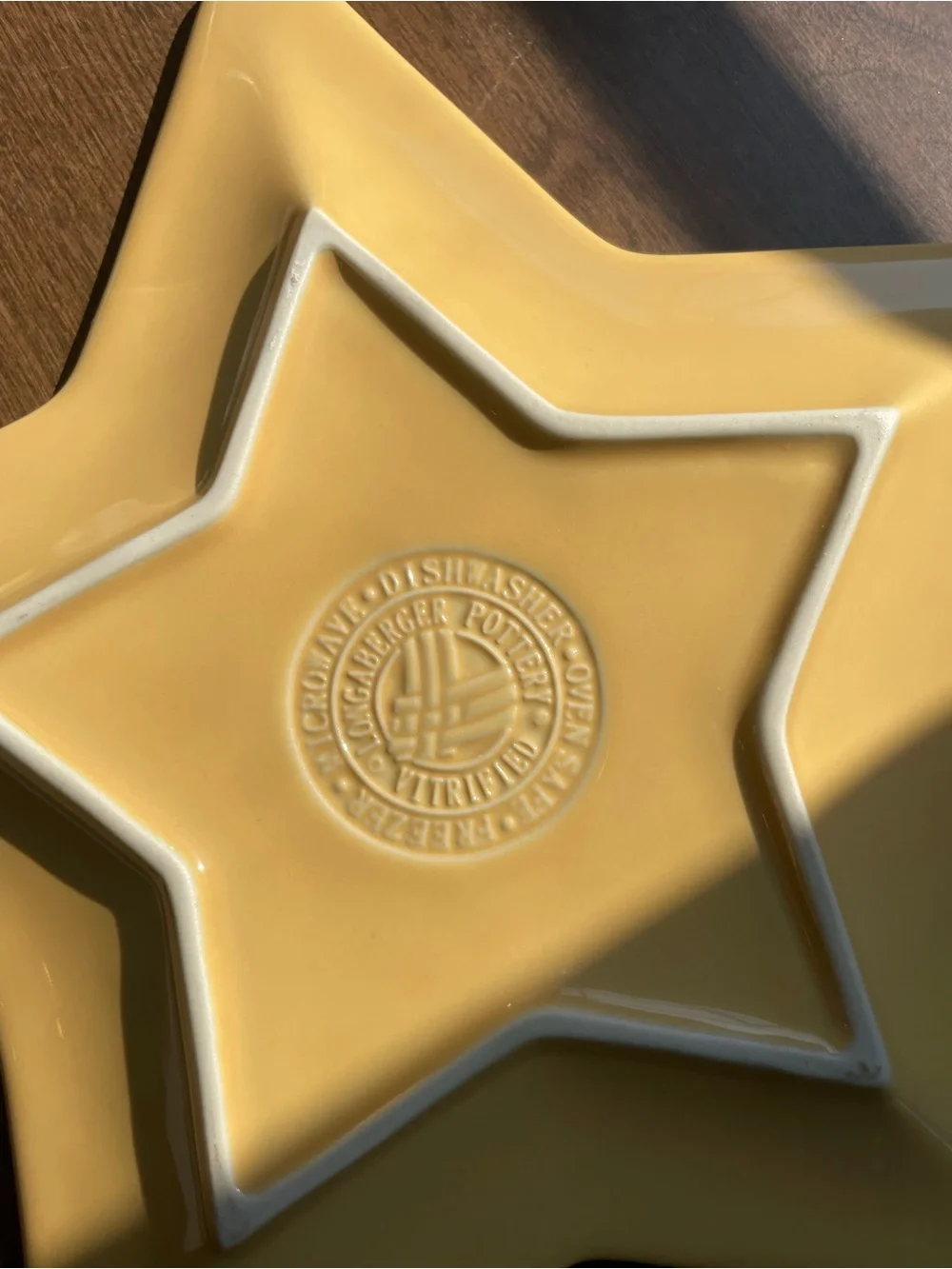 Longaberger butternut Star Shaped pottery Dish